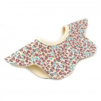 嬰兒花形旋轉口水肩 - 白邊紫藍碎花